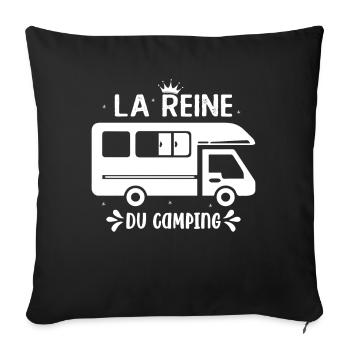 La Reine Du Camping Campeuse - Housse de coussin décorative 45 x 45 cm - noir - Devant
