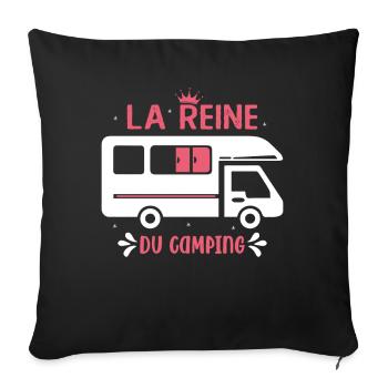 La Reine Du Camping Campeuse - Housse de coussin décorative 45 x 45 cm - noir - Devant