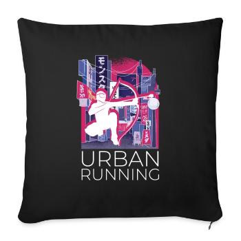 Vaporwave Synthwave Skyline Arrowtag - Housse de coussin décorative 45 x 45 cm - noir - Devant