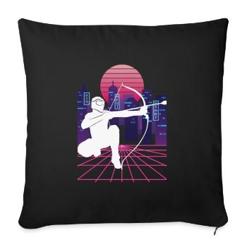 Vaporwave Synthwave Skyline Arrowtag - Housse de coussin décorative 45 x 45 cm - noir - Devant