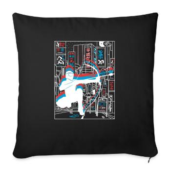 Vaporwave Synthwave Skyline Arrowtag - Housse de coussin décorative 45 x 45 cm - noir - Devant