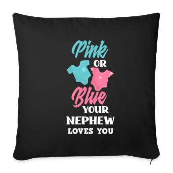 Le genre rose ou bleu révèle le neveu de Baby Party - Housse de coussin décorative 45 x 45 cm - noir - Devant