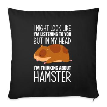 Drôle de cadeau de hamster - Housse de coussin décorative 45 x 45 cm - noir - Devant