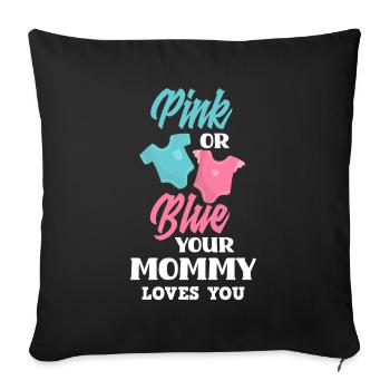 Le genre rose ou bleu révèle baby party maman - Housse de coussin décorative 45 x 45 cm - noir - Devant