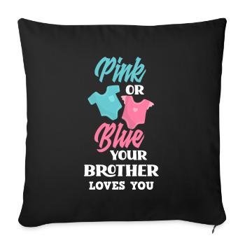 Le genre rose ou bleu révèle baby party brother - Housse de coussin décorative 45 x 45 cm - noir - Devant