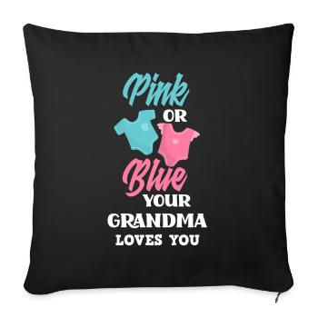 Pink Or Blue Gender Reveal Baby Party Grandma - Sofa pillowcase 17,3'' x 17,3'' (45 x 45 cm) - black - Front