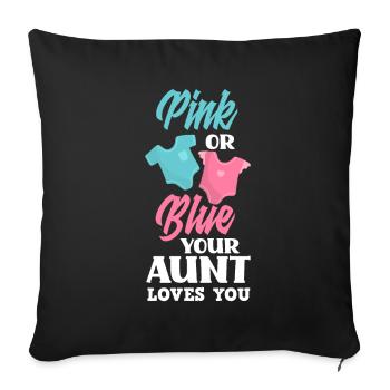Le sexe rose ou bleu révèle la tante de la fête de bébé - Housse de coussin décorative 45 x 45 cm - noir - Devant