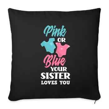 Le genre rose ou bleu révèle baby party sister - Housse de coussin décorative 45 x 45 cm - noir - Devant