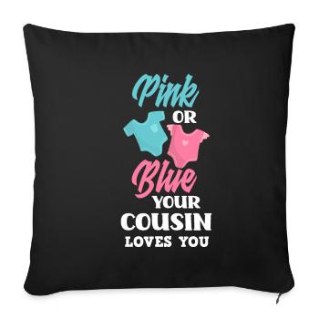 Le sexe rose ou bleu révèle baby party cousin - Housse de coussin décorative 45 x 45 cm - noir - Devant