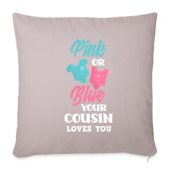 Le sexe rose ou bleu révèle baby party cousin - Housse de coussin décorative 45 x 45 cm - taupe clair - Devant