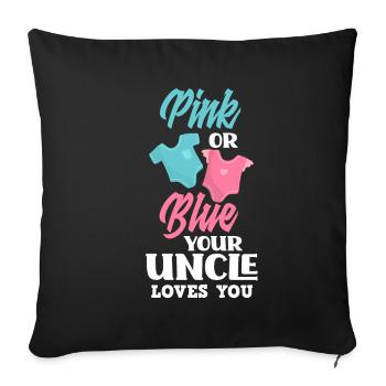 Le sexe rose ou bleu révèle baby party oncle - Housse de coussin décorative 45 x 45 cm - noir - Devant