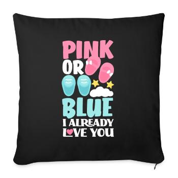 Le genre rose ou bleu révèle la fête de bébé - Housse de coussin décorative 45 x 45 cm - noir - Devant