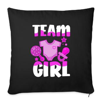 Team Girl Girls Gender Reveal Party - Sofa pillowcase 17,3'' x 17,3'' (45 x 45 cm) - black - Front