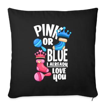 Le genre rose ou bleu révèle la fête de bébé - Housse de coussin décorative 45 x 45 cm - noir - Devant
