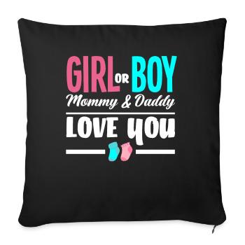 Girl or boy mom and dad love you - Sofa pillowcase 17,3'' x 17,3'' (45 x 45 cm) - black - Front