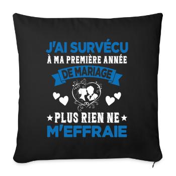 Ma Première Année De Mariage Humour Cadeau - Housse de coussin décorative 45 x 45 cm - noir - Devant