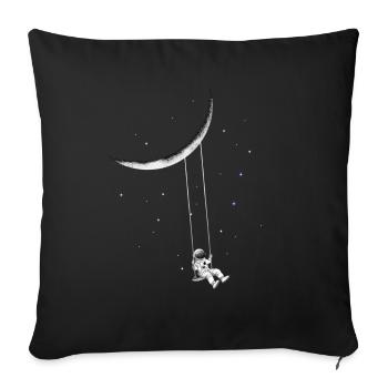 Astronaute sur balançoire - Housse de coussin décorative 45 x 45 cm - noir - Devant