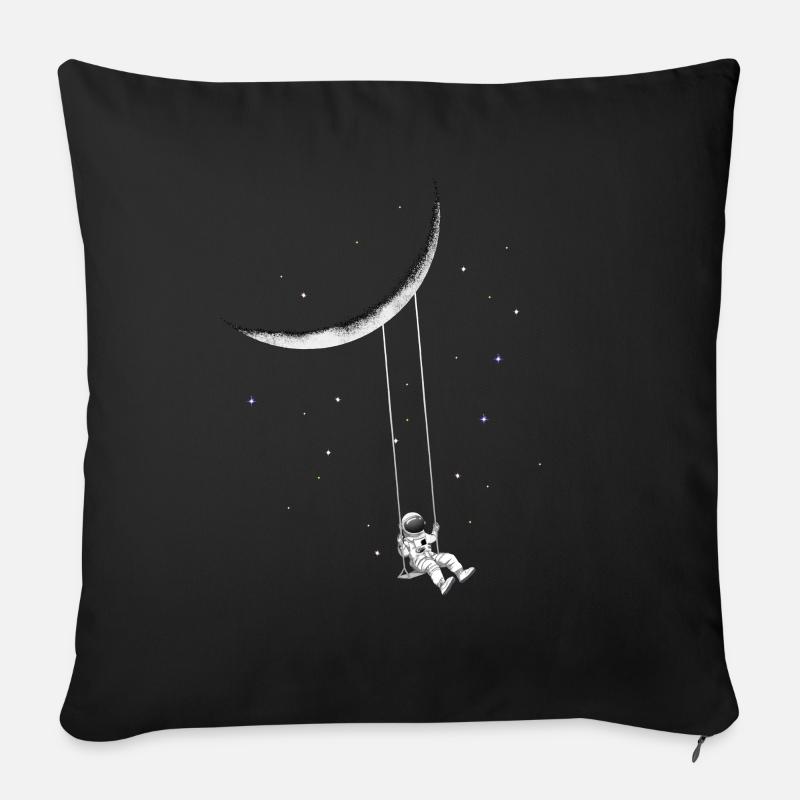 Astronaut auf Schaukel - Sofakissenbezug 45 x 45 cm - Schwarz