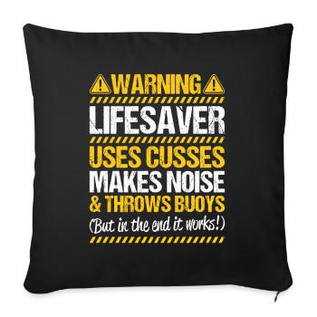 Sauveteur sauvetage aquatique sauveteur - Housse de coussin décorative 45 x 45 cm - noir - Devant