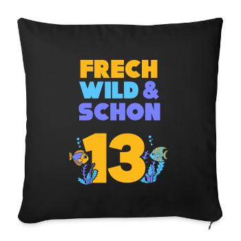 13 Jahre Geburtstag Junge Mädchen Fisch - Sofakissenbezug 45 x 45 cm - Schwarz - Vorne