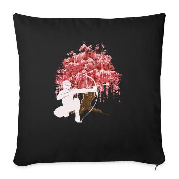 Flèche de fleur de cerisier japonais - Housse de coussin décorative 45 x 45 cm - noir - Devant