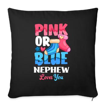 Le genre rose ou bleu révèle le neveu de Baby Party - Housse de coussin décorative 45 x 45 cm - noir - Devant