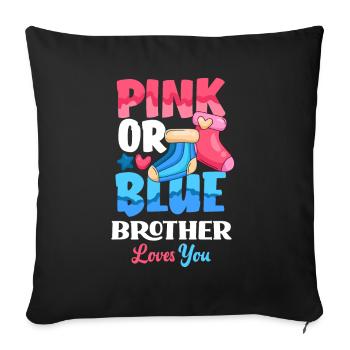 Le genre rose ou bleu révèle baby party brother - Housse de coussin décorative 45 x 45 cm - noir - Devant
