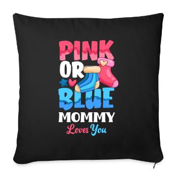Le genre rose ou bleu révèle baby party maman - Housse de coussin décorative 45 x 45 cm - noir - Devant