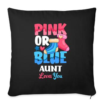 Le sexe rose ou bleu révèle la tante de la fête de bébé - Housse de coussin décorative 45 x 45 cm - noir - Devant