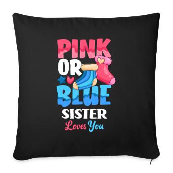 Le genre rose ou bleu révèle baby party sister - Housse de coussin décorative 45 x 45 cm - noir - Devant