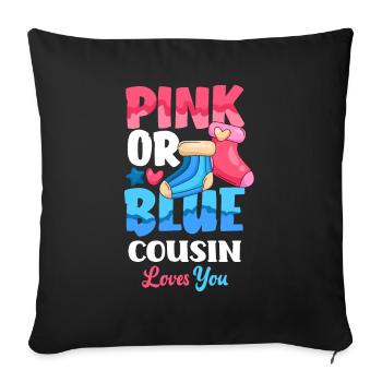 Le sexe rose ou bleu révèle baby party cousin - Housse de coussin décorative 45 x 45 cm - noir - Devant