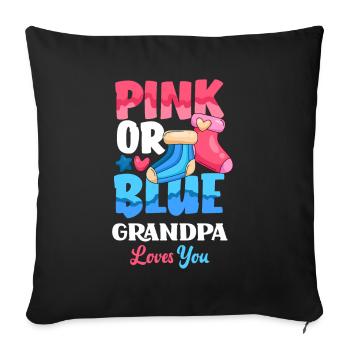 Pink Or Blue Gender Reveal Baby Party Grandpa - Sofa pillowcase 17,3'' x 17,3'' (45 x 45 cm) - black - Front