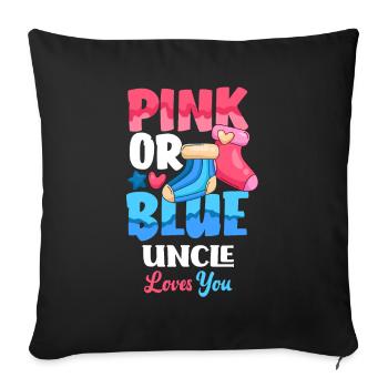 Le sexe rose ou bleu révèle baby party oncle - Housse de coussin décorative 45 x 45 cm - noir - Devant