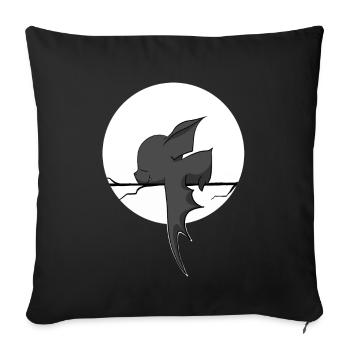 douce chauve-souris dort, avec lune, bande dessinée - Housse de coussin décorative 45 x 45 cm - noir - Devant