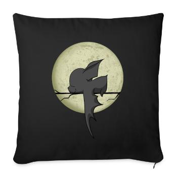 douce chauve-souris dort, avec lune, bande dessinée - Housse de coussin décorative 45 x 45 cm - noir - Devant