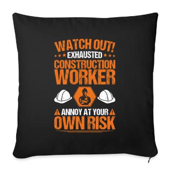 Construction worker Construction construction trade Construction profession Mason - Sofa pillowcase 17,3'' x 17,3'' (45 x 45 cm) - black - Front