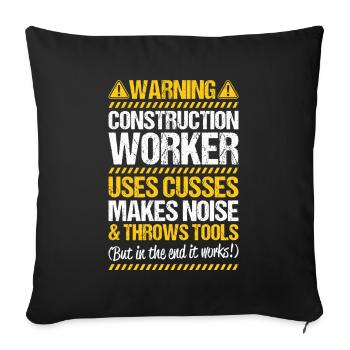 Construction worker Construction construction trade Construction profession Mason - Sofa pillowcase 17,3'' x 17,3'' (45 x 45 cm) - black - Front