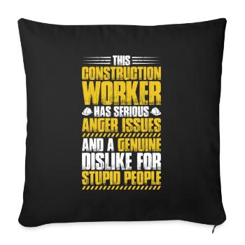 Construction worker Construction construction trade Construction profession Mason - Sofa pillowcase 17,3'' x 17,3'' (45 x 45 cm) - black - Front