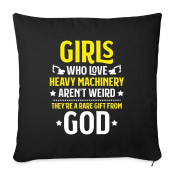 Opérateur d’équipement de construction Grutier Excavatrice Conducteur Équipement de construction - Housse de coussin décorative 45 x 45 cm - noir - Devant