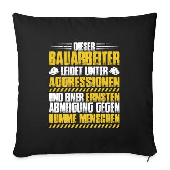 Bauarbeiter Baustelle Bauhandwerk Bauberuf Maurer - Sofakissenbezug 45 x 45 cm - Schwarz - Vorne