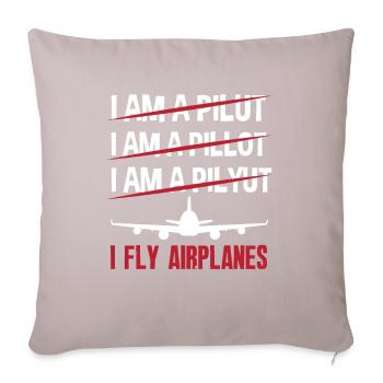 Flugzeug Luftfahrt Pilot Lustiges Piloten Geschenk - Sofakissenbezug 45 x 45 cm - helles Taupe - Vorne