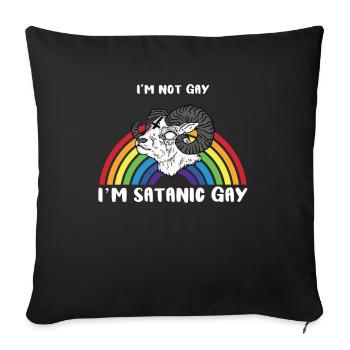 Je ne suis pas gay Je suis satanique gay LGBT sataniste - Housse de coussin décorative 45 x 45 cm - noir - Devant