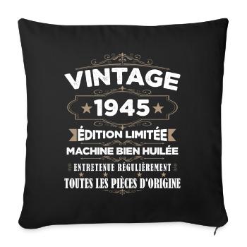 Vintage 1945 Edition Limitée - Housse de coussin décorative 45 x 45 cm - noir - Devant