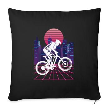 Vaporwave Synthwave Skyline Downhill - Sofa pillowcase 17,3'' x 17,3'' (45 x 45 cm) - black - Front