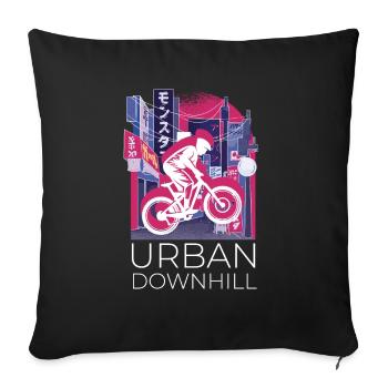 Vaporwave Synthwave Skyline Downhill - Sofa pillowcase 17,3'' x 17,3'' (45 x 45 cm) - black - Front