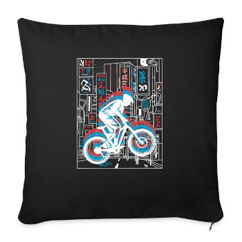 Vaporwave Synthwave Skyline Downhill - Sofa pillowcase 17,3'' x 17,3'' (45 x 45 cm) - black - Front