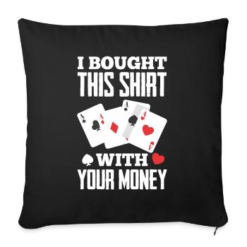 Joueur de poker Joueur de poker Cadeau de poker - Housse de coussin décorative 45 x 45 cm - noir - Devant