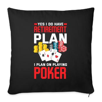 Joueur de poker Joueur de poker Cadeau de poker Pension - Housse de coussin décorative 45 x 45 cm - noir - Devant