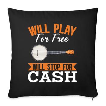 Mauvais joueur de banjo Humour Folk Country Music - Housse de coussin décorative 45 x 45 cm - noir - Devant