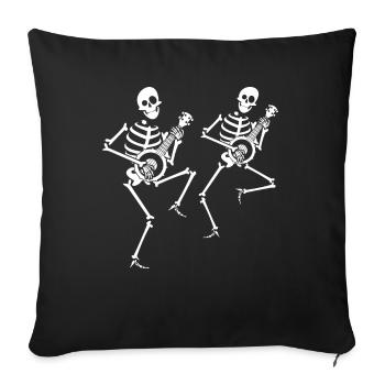 Les squelettes jouent de la musique folklorique banjo bluegrass - Housse de coussin décorative 45 x 45 cm - noir - Devant